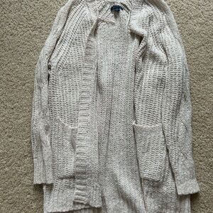 American Eagle Cream Ribbed Knit Cardigan